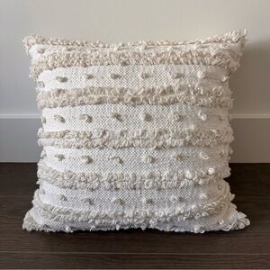 Anthropologie Woven Throw Pillow in Ivory & Gold